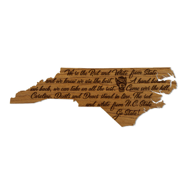 North Carolina State University Fight Song Wall Hanging - Crafted from Cherry or Maple Wood - NC State Wolfpack