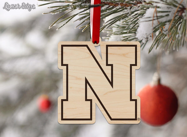 University of Nebraska N Ornament - Crafted from Cherry or Maple Wood - Nebraska Huskers