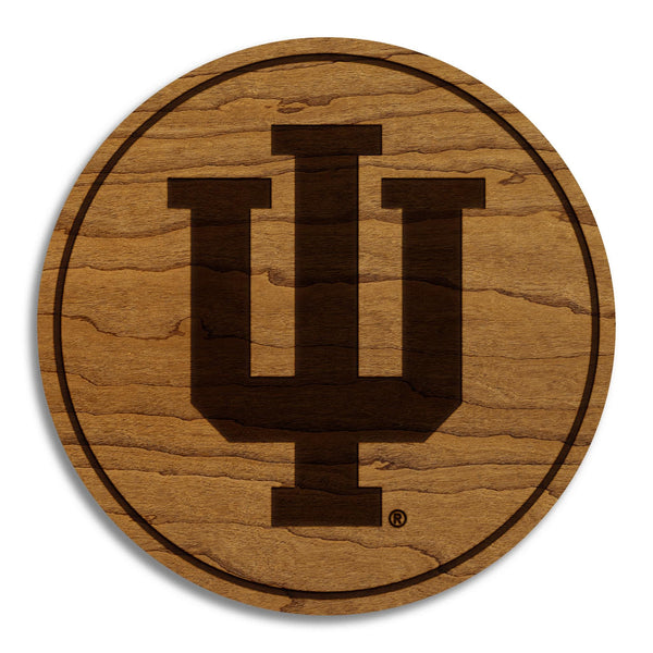 Indiana University IU Coaster – Crafted from Cherry or Maple Wood – Indiana Hoosiers