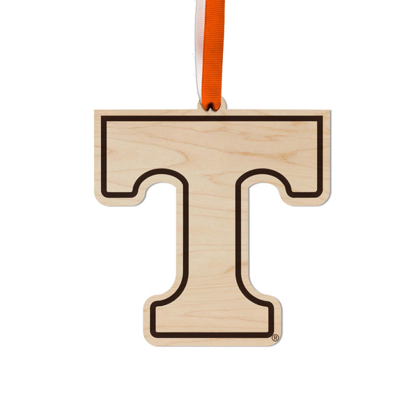 University of Tennessee Power T Ornament – Crafted from Cherry and Maple Wood – Tennessee Volunteers
