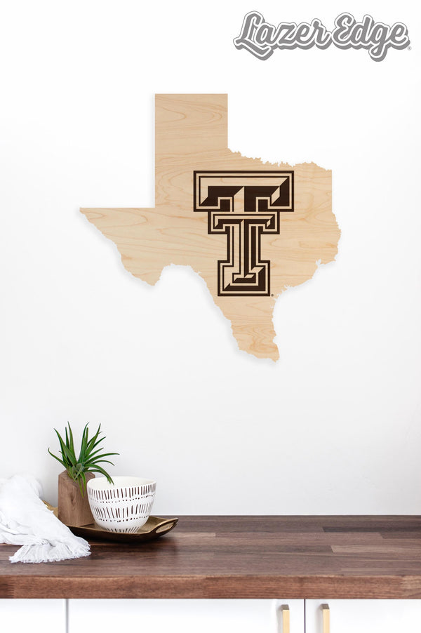 Texas Tech University Double T on State Wall Hanging – Crafted from Cherry and  Maple Wood - Texas Tech Red Raiders