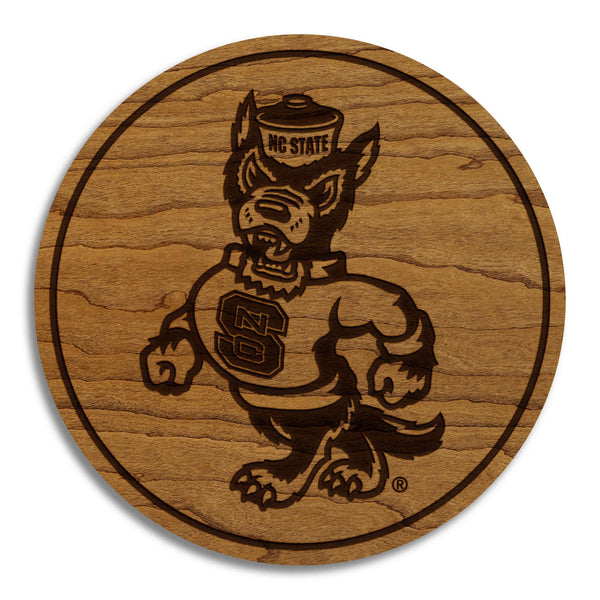 North Carolina State University Strutting Tuffy Coaster – Crafted from Cherry or Maple Wood – NC State Wolfpack