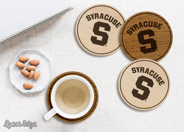 Syracuse University Wordmark Coaster – Crafted from Cherry or Maple Wood – Syracuse Orangemen