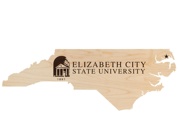 Elizabeth City State University Institution Logo on State Wall Hanging - Crafted from Cherry or Maple Wood - ESCU Vikings