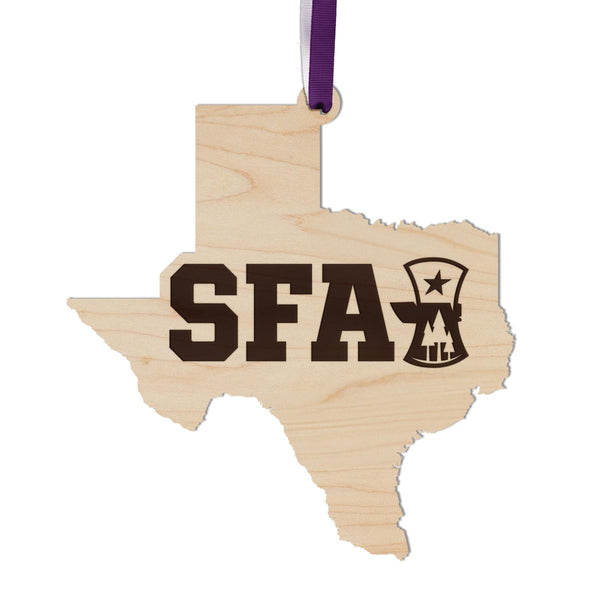 Stephen F Austin SFA Wordmark Ornament – Crafted from Cherry and Maple Wood – SFA Lumberjacks