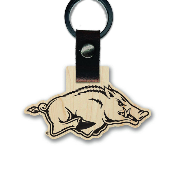 Arkansas Razorbacks Wooden Keychain – Crafted from Cherry or Maple Wood