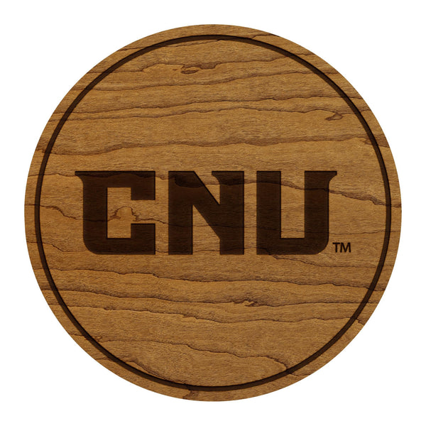 Christopher Newport University Initials Coaster – Crafted from Cherry or Maple Wood – CNU Captains