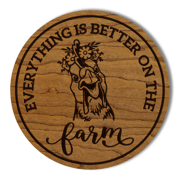 Chicken Wooden Coaster - Crafted from Cherry or Maple Wood - Farm Animals
