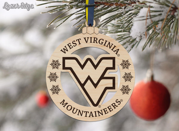 West Virginia University Mountaineers Cutout Ornament – Crafted from Cherry and Maple Wood – West Virginia Mountaineers