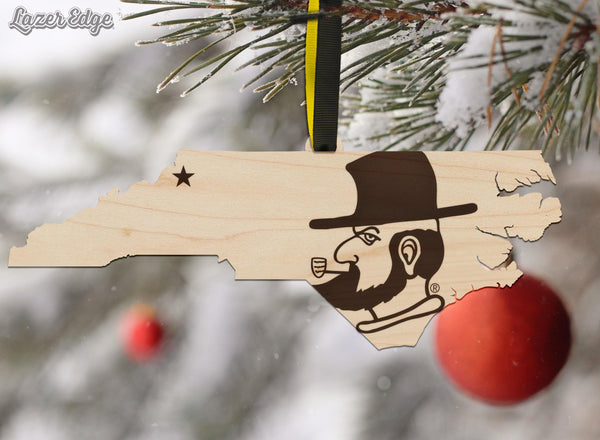 Appalachian State University Yosef on State Ornament – Crafted from Cherry and Maple Wood – App State Mountaineers