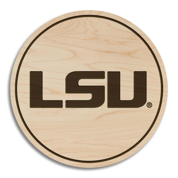 Louisiana State University Wordmark Coaster – Crafted from Cherry or Maple Wood – LSU Tigers