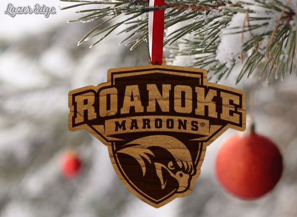 Roanoke College Maroons Ornament – Crafted from Cherry and Maple Wood – Roanoke Maroons