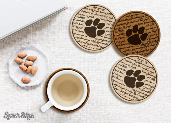 Clemson University Fight Song Coaster – Crafted from Cherry or Maple Wood – Clemson Tigers