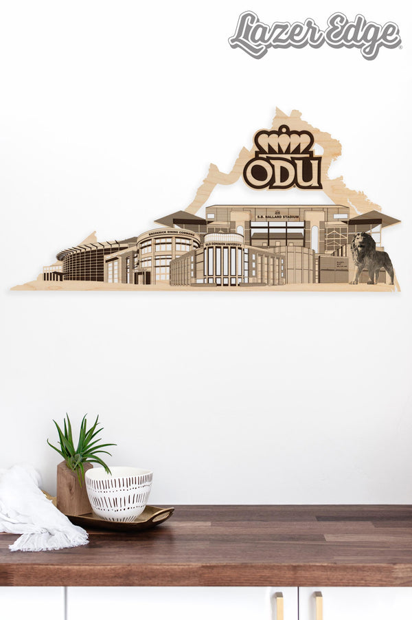 Old Dominion University Skyline Wall Hanging - Crafted from Cherry or Maple Wood