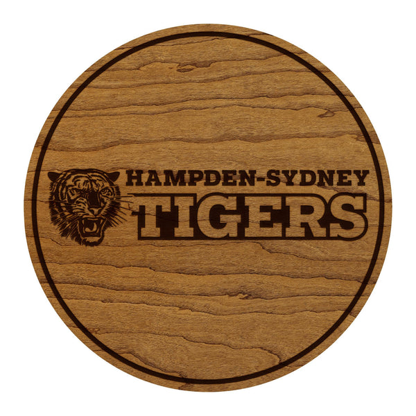 Hampden-Sydney College Tigers Coaster – Crafted from Cherry or Maple Wood – Hampden-Sydney Tigers