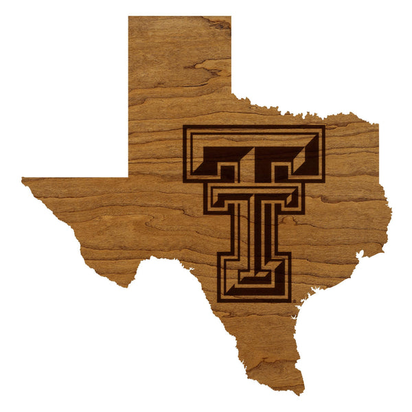 Texas Tech University Double T on State Wall Hanging – Crafted from Cherry and  Maple Wood - Texas Tech Red Raiders