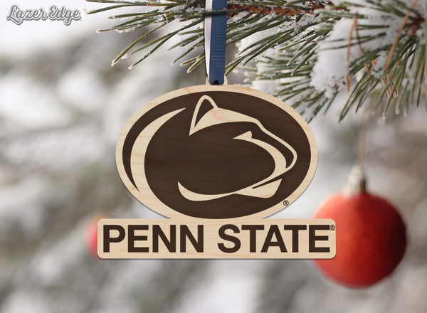 Penn State Logo Ornament – Crafted from Cherry and Maple Wood – Penn State Nittany Lions