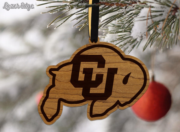 University of Colorado Buffaloes Ornament – Crafted from Cherry and Maple Wood – Colorado Buffaloes