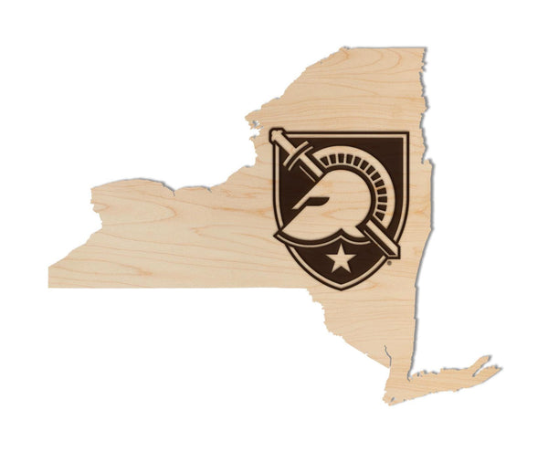 West Point Military Academy Knight and Shield on State Wall Hanging - Crafted from Cherry and Maple Wood - West Point Black Knights