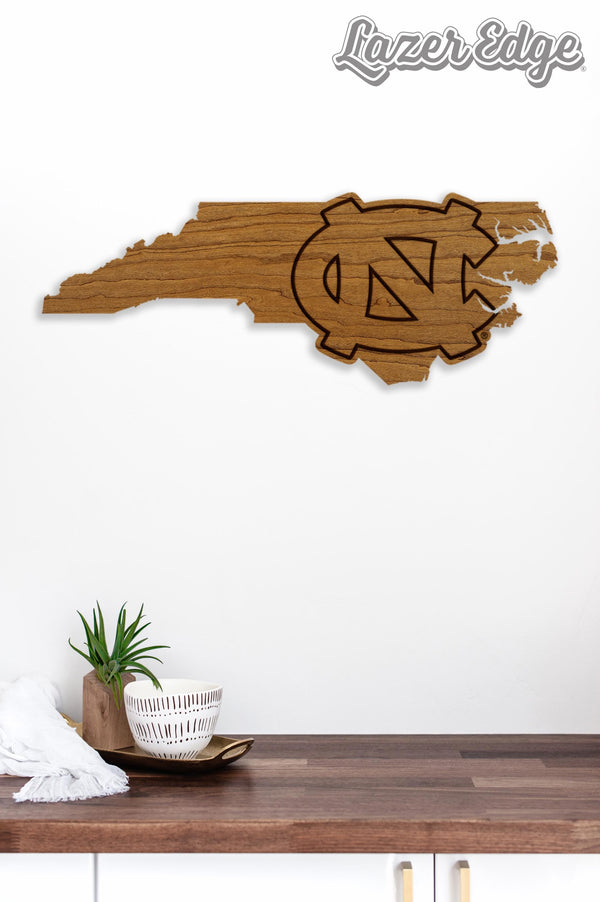 University of North Carolina Interlocked NC on State Wall Hanging – Crafted from Cherry and  Maple Wood - UNC Tarheels