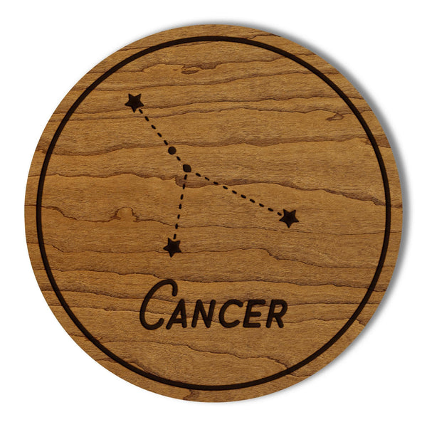 Cancer Constellation Zodiac Coaster – Crafted from Cherry or Maple Wood