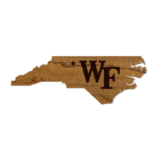 Wake Forest University WF Logo on State Magnet - Crafted from Cherry or Maple Wood - Wake Forest Demon Deacons