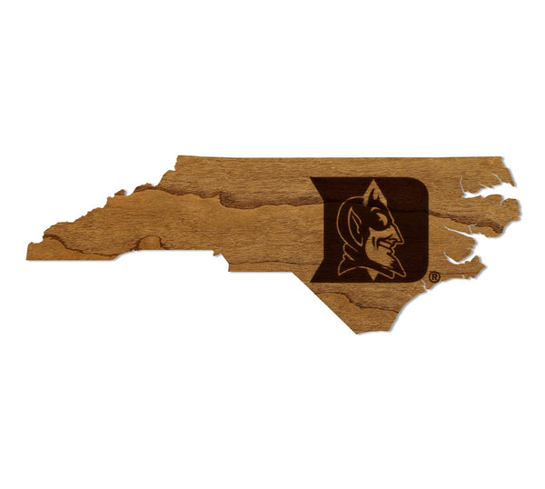 Duke University Blue Devil Iron D on State Magnet - Crafted from Cherry or Maple Wood - Duke Blue Devils
