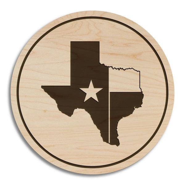 Texas State Flag Coaster - Crafted from Cherry or Maple Wood