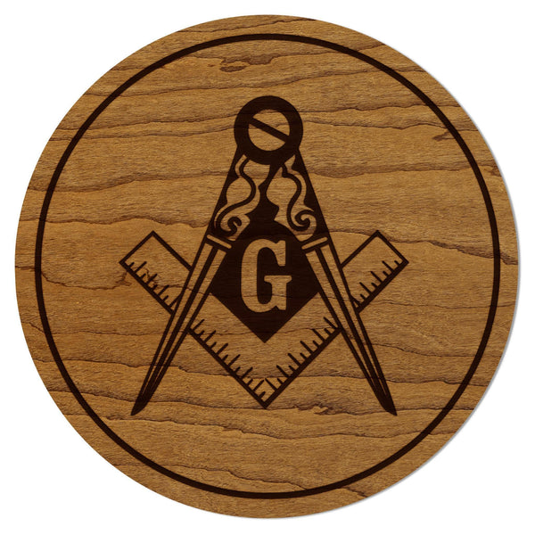 Free Mason Square and Compass Coaster – Crafted from Cherry or Maple Wood