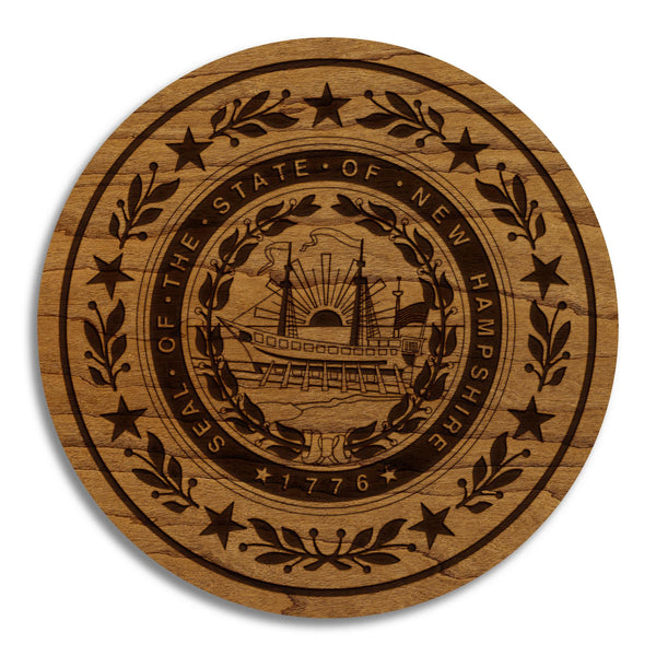 New Hampshire State Flag Coaster - Crafted from Cherry or Maple Wood
