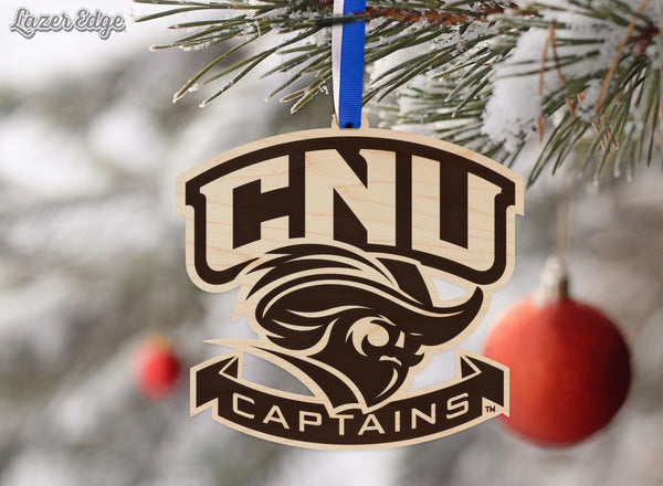 Christopher Newport University Captains Logo Ornament – Crafted from Cherry and Maple Wood – CNU Captains