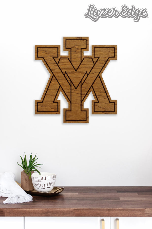 Virginia Military Institute Logo Wall Hanging - Crafted from Cherry and Maple Wood - VMI Keydets