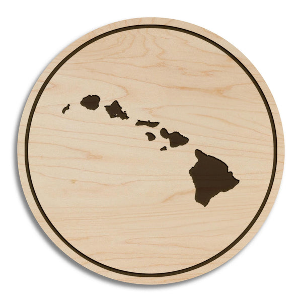Hawaii State Map Coaster - Crafted from Cherry or Maple Wood