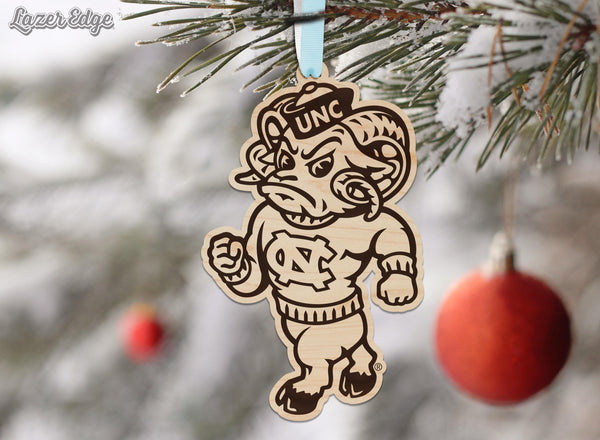 University of North Carolina Chapel Hill Strutting Ramses Ornament – Crafted from Cherry and Maple Wood – UNC Tar Heels