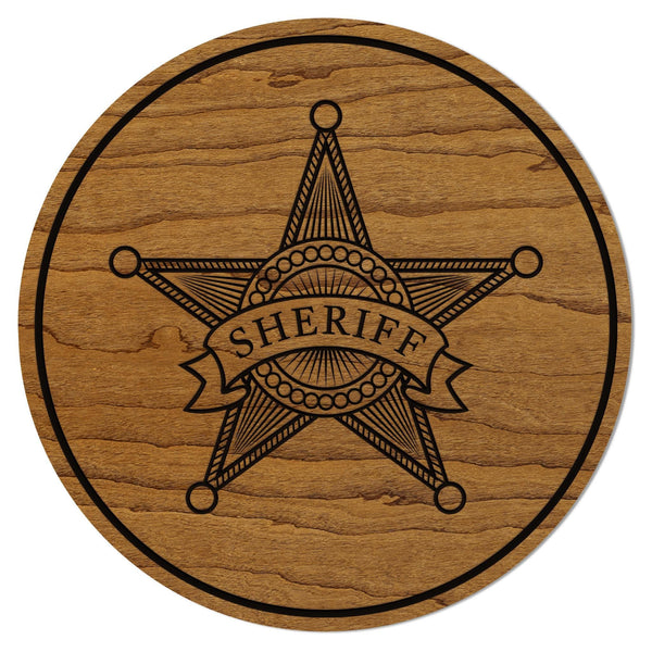 Sheriff Emblem Coaster – Crafted from Cherry or Maple Wood