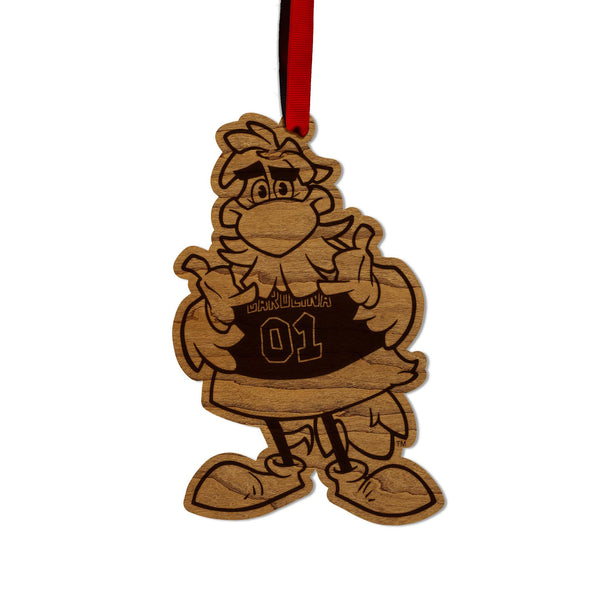 University of South Carolina Cocky Ornament – Crafted from Cherry and Maple Wood – USC Gamecocks