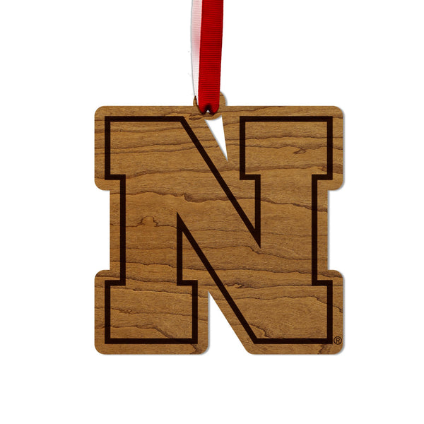 University of Nebraska N Ornament - Crafted from Cherry or Maple Wood - Nebraska Huskers