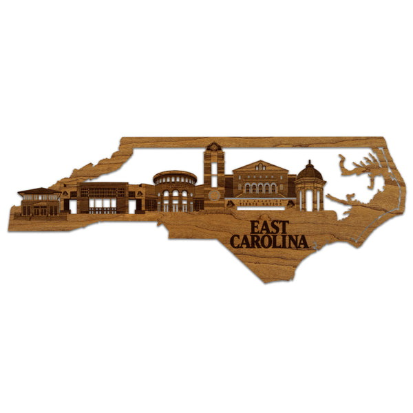 East Carolina University Skyline Wall Hanging - Crafted from Cherry or Maple Wood - ECU Pirates