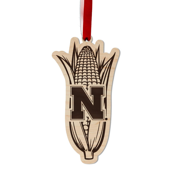 University of Nebraska Corn Ornament - Crafted from Cherry or Maple Wood - Nebraska Huskers