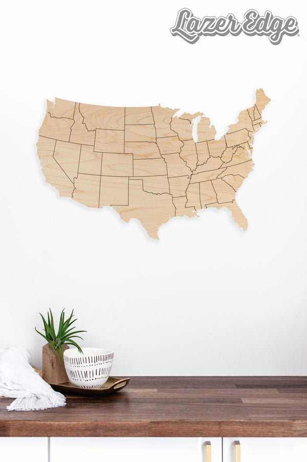 United States of America Country Map Wall Hanging - Crafted from Cherry or Maple Wood