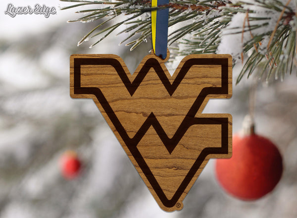 West Virginia University Flying WV Ornament – Crafted from Cherry and Maple Wood – West Virginia Mountaineers