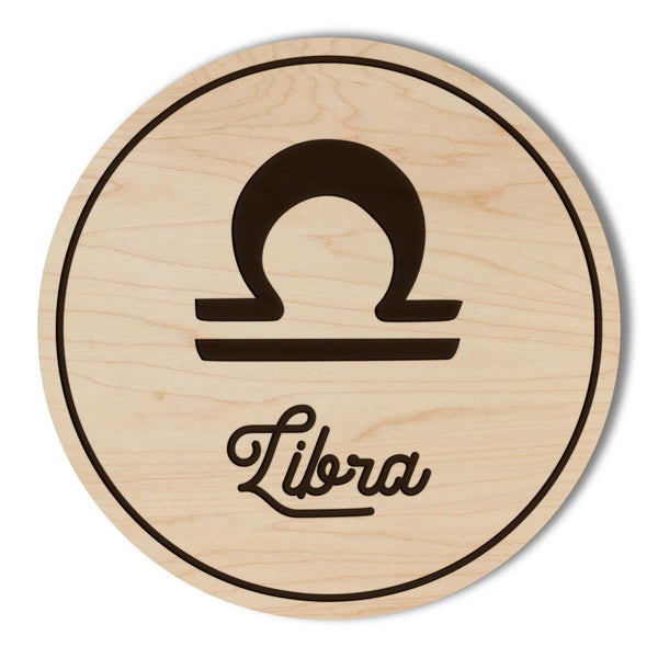 Libra Sign Zodiac Coaster – Crafted from Cherry or Maple Wood