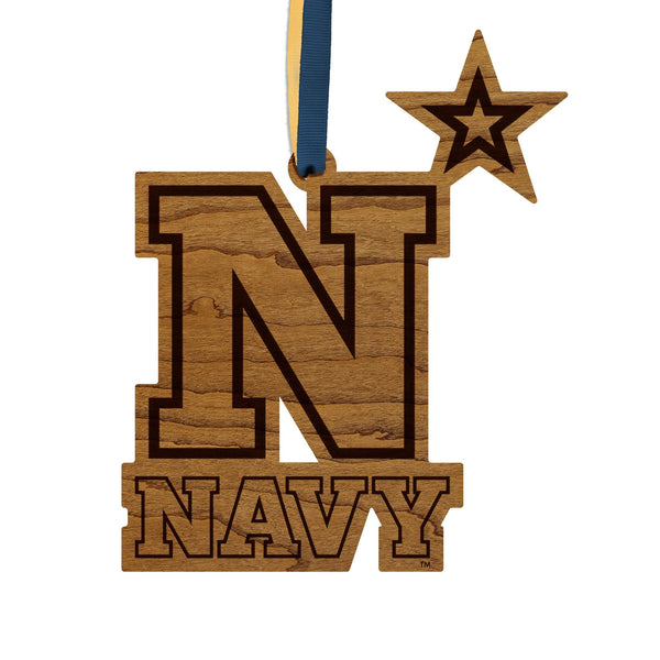 United States Naval Academy Navy Star Ornament – Crafted from Cherry and Maple Wood – Navy Midshipmen