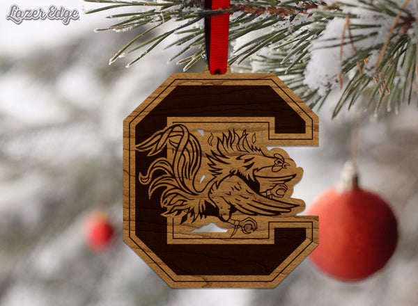 University of South Carolina Gamecocks Ornament – Crafted from Cherry and Maple Wood – USC Gamecocks