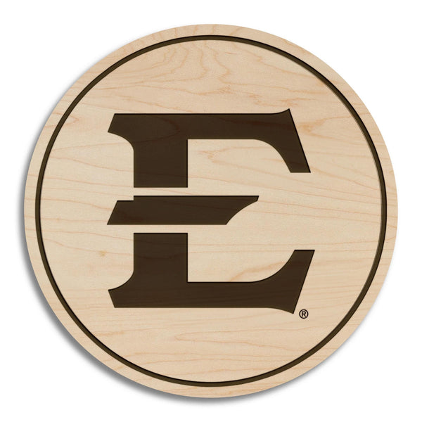 East Tennessee State University Logo Coaster – Crafted from Cherry or Maple Wood – ETSU Buccaneers