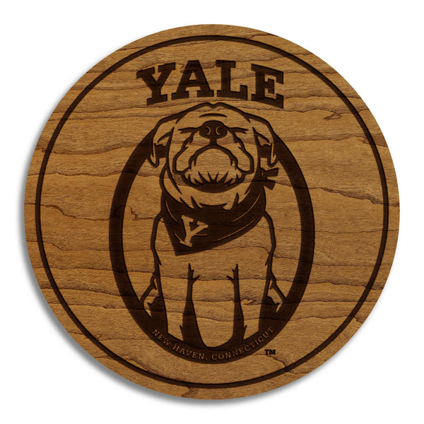 Yale University Bulldog Coaster – Crafted from Cherry or Maple Wood – Yale Bulldogs