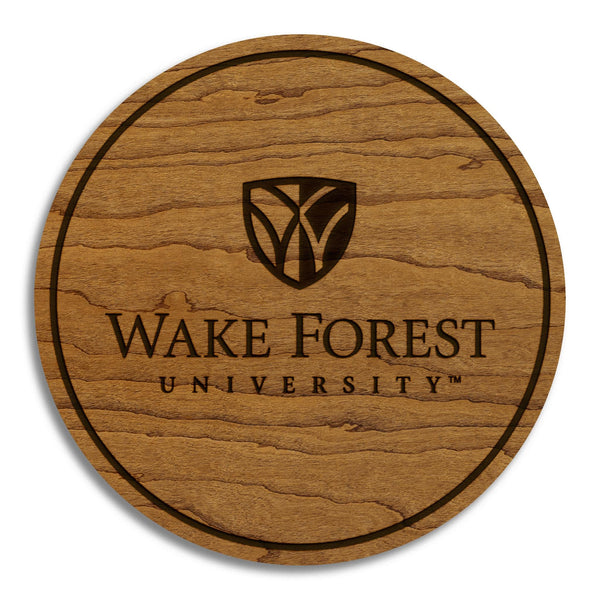 Wake Forest University Institutional Mark Coasters – Crafted from Cherry Wood – Wake Forest Demon Deacons