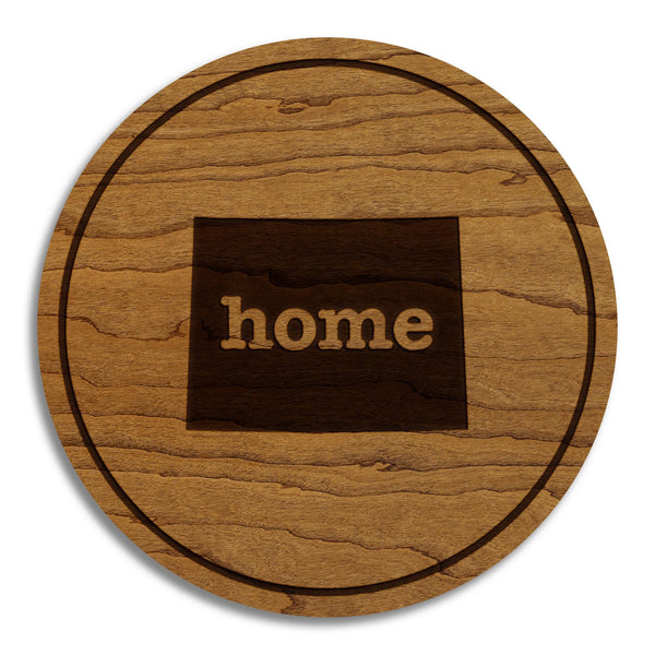 Wyoming Home State Map Coaster - Crafted from Cherry or Maple Wood