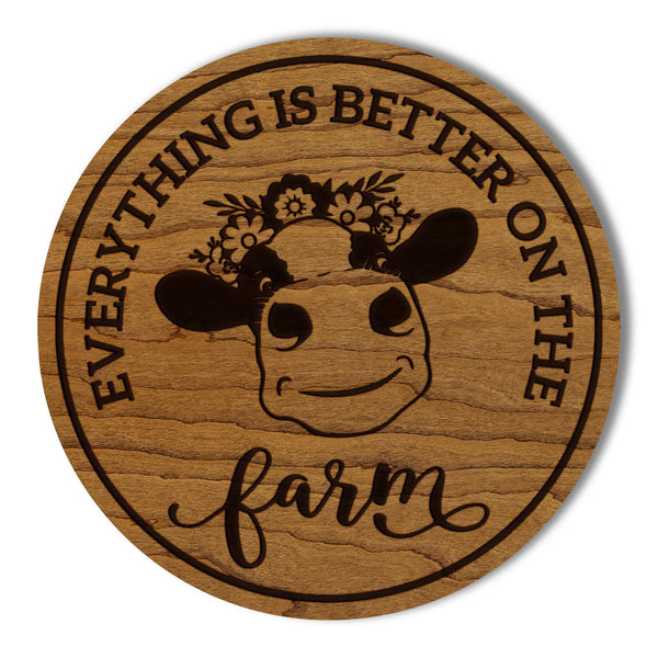 Cow Wooden Coaster - Crafted from Cherry or Maple Wood - Farm Animals