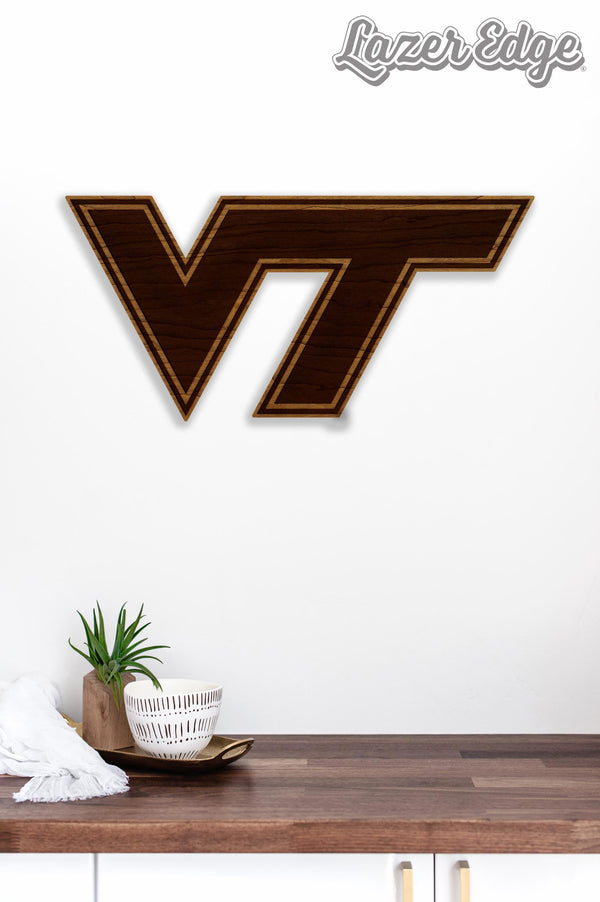 Virginia Tech Flying VT Wall Hanging - Crafted from Cherry and Maple Wood - Virginia Tech Hokies